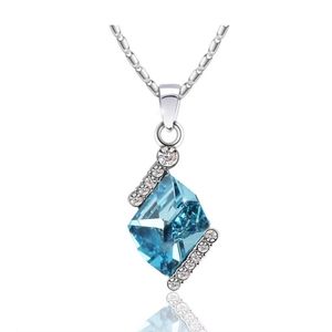 Blue Swarovski Elements Crystal White Gold Plated Women’s Pendan